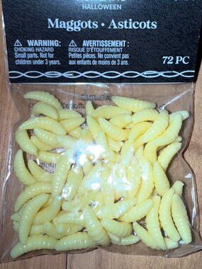 Ashland Halloween Maggots 72 Pc Yellow Plastic Faux Insects For Decor & Gags